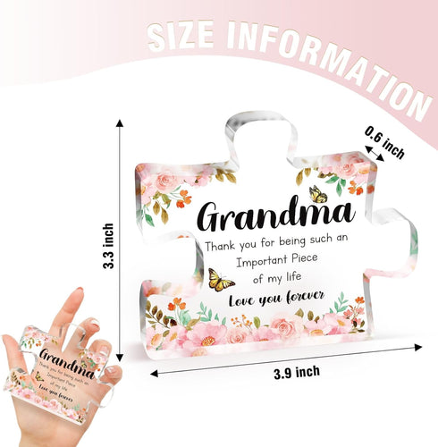 Grandmas Keepsake Acrylic Puzzle Plaque  Cherished Grandmother Gift